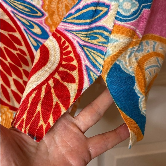 Talbots Multicolor Paisley Knit Top Size Large 100% Cotton 3/4 Sleeves - Picture 4 of 10